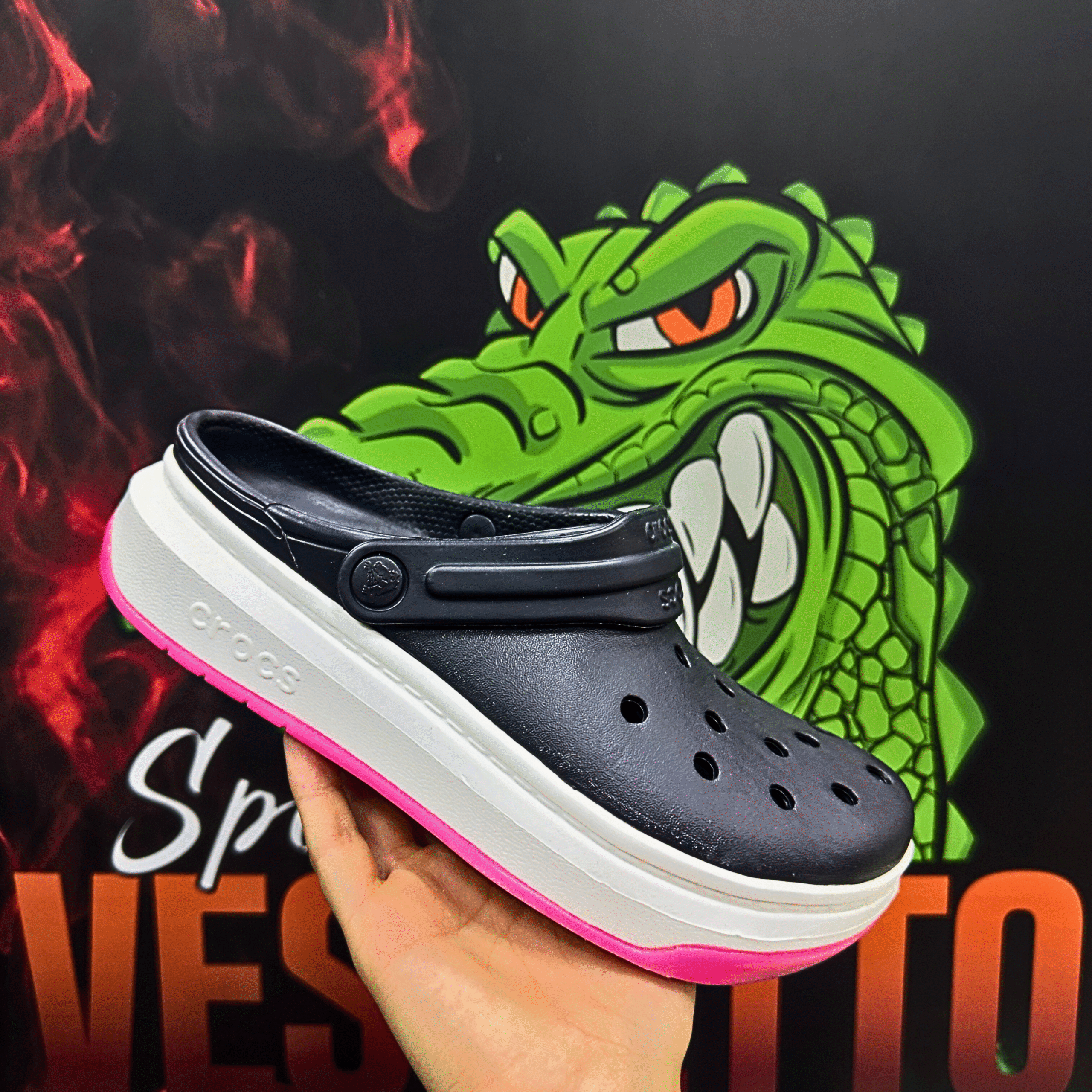 Crocband Force Negra Fucsia