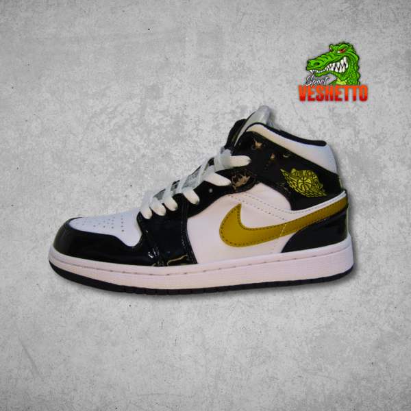 Bota R1 charol negra dorada - Image 2