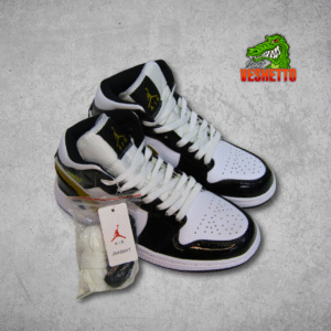 Bota R1 charol negra dorada